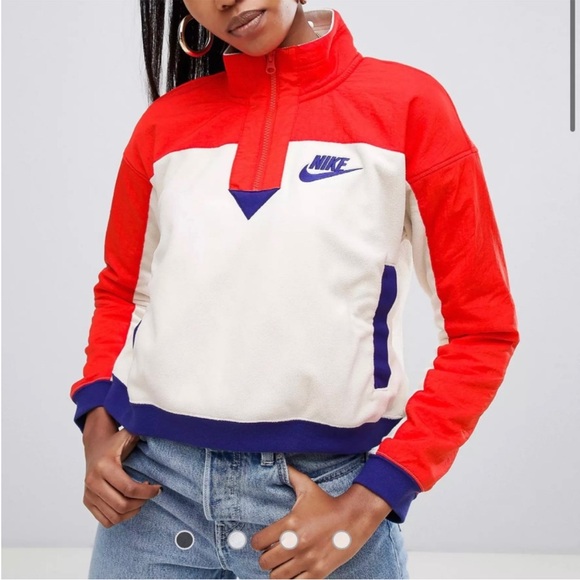 Nike Tops - EUC Nike Womens Sportswear Half-Zip Top in Red/Cream/Purple (Size:L)